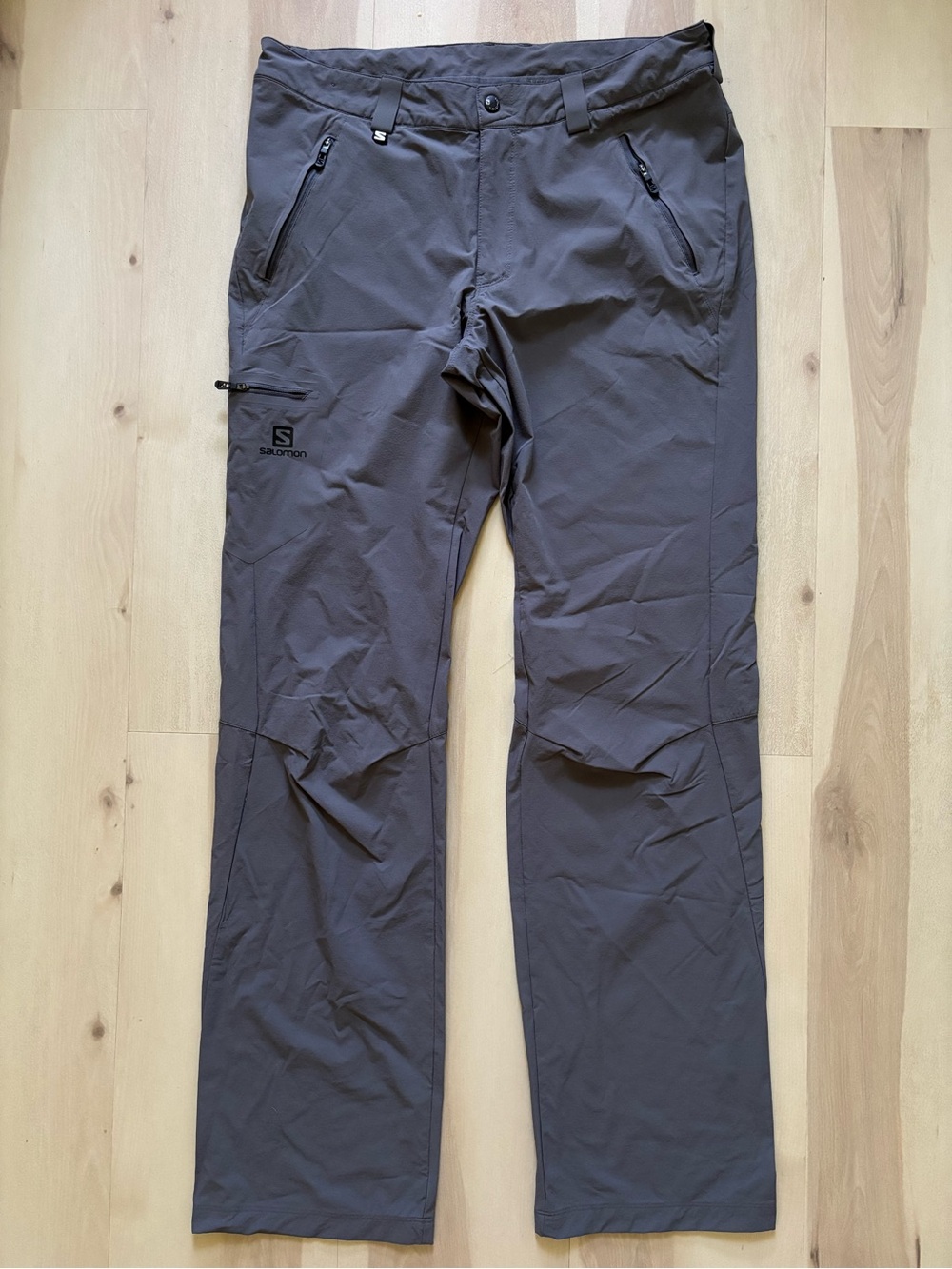 Salomon Men’s 36x36 Gray Hiking Pants Outdoors Climawind Long Inseam